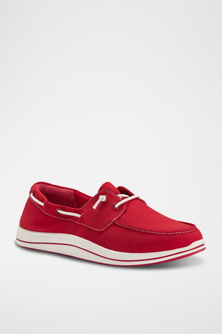 Chaussures bateau en nubuck - Rouge