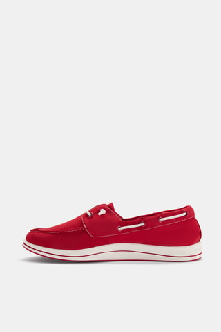 Chaussures bateau en nubuck - Rouge