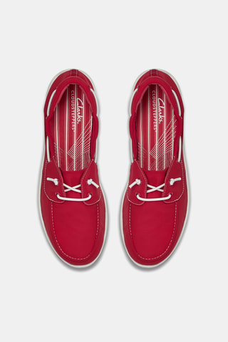 Chaussures bateau en nubuck - Rouge