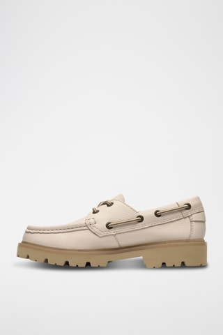 Chaussures bateau en cuir - Beige