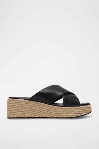 Mules compensées en cuir - Noir