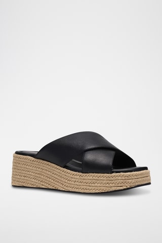 Mules compensées en cuir - Noir