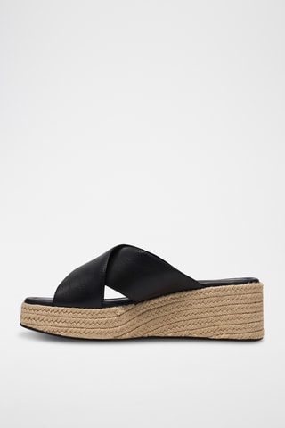 Mules compensées en cuir - Noir