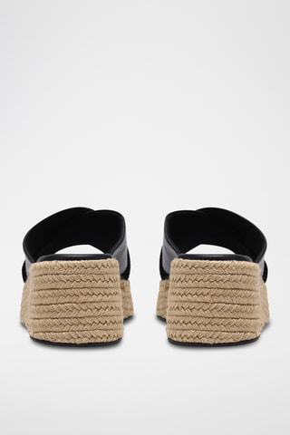 Mules compensées en cuir - Noir