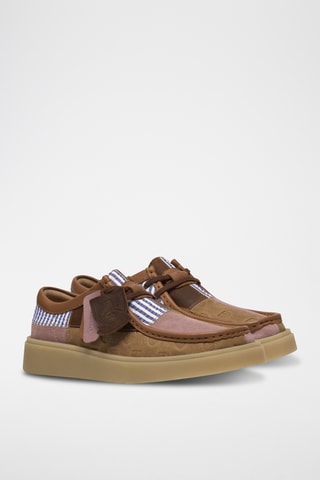 Derbys en cuir - Camel et rose
