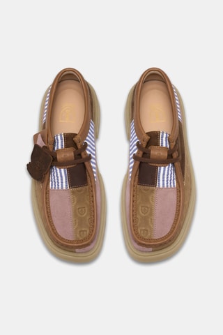 Derbys en cuir - Camel et rose