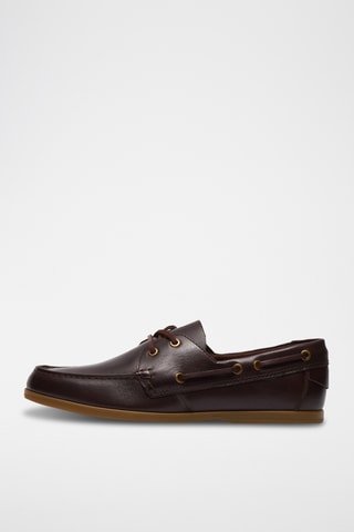 Chaussures bateau en cuir - Marron foncé