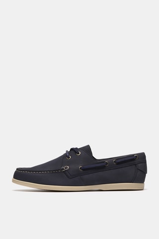 Chaussures bateau en cuir - Bleu marine