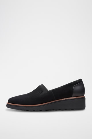 Mocassins compensés en cuir Sharon - Noir