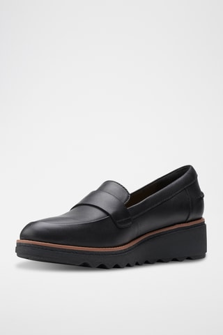 Mocassins compensés en cuir Sharon - Noir