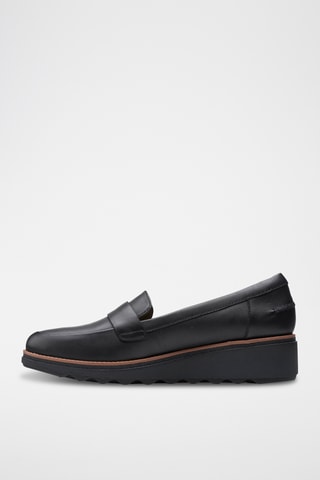 Mocassins compensés en cuir Sharon - Noir
