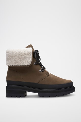 Bottines fourrées en cuir Orianna - Vert olive