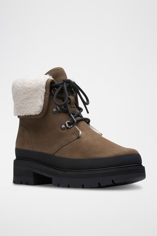 Bottines fourrées en cuir Orianna - Vert olive
