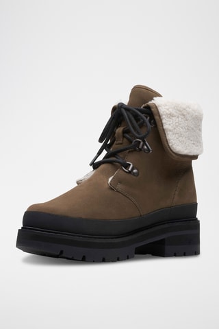 Bottines fourrées en cuir Orianna - Vert olive