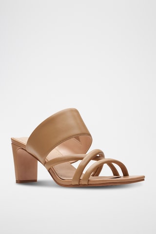 Mules à talons en cuir Seren65 - Marron