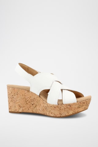 Sandales compensées en cuir Rose - Blanc