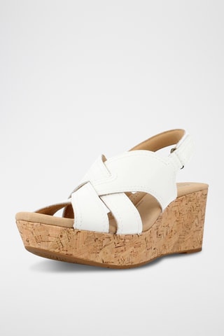 Sandales compensées en cuir Rose - Blanc