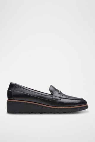 Mocassins compensés en cuir Sharon - Noir