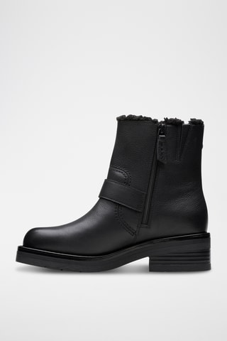 Bottines fourrées en cuir Rebelle - Noir