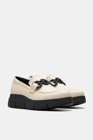 Mocassins en cuir Loriini - Ecru et noir