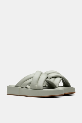 Mules plateformes en cuir Alda - Gris clair