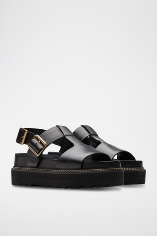 Sandales plateformes en cuir Orianna - Noir