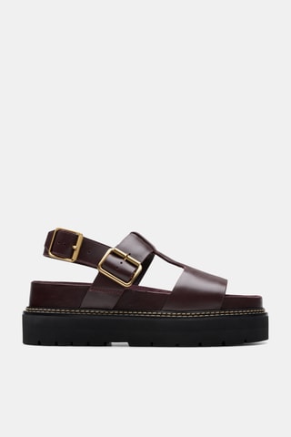 Sandales plateformes en cuir Orianna - Bordeaux