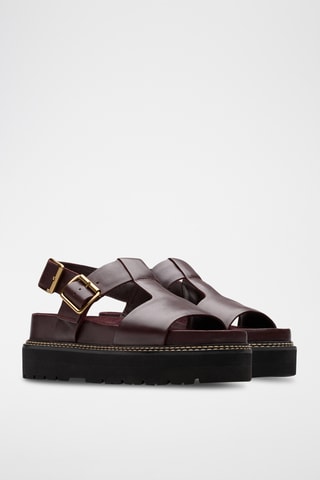Sandales plateformes en cuir Orianna - Bordeaux