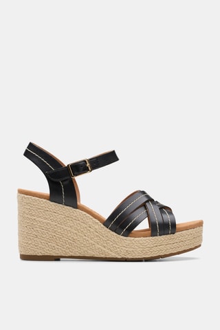 Sandales compensées en cuir Sabina - Noir