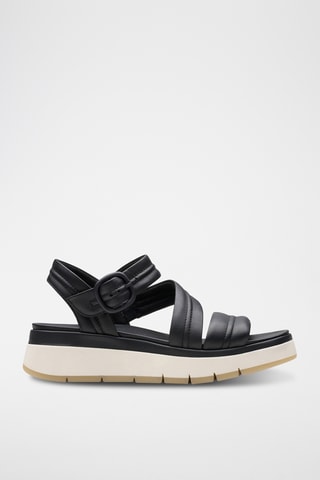 Sandales compensées en cuir Tuscan - Noir