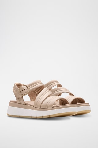 Sandales compensées en cuir Tuscan - Beige