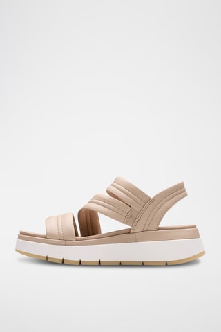 Sandales compensées en cuir Tuscan - Beige