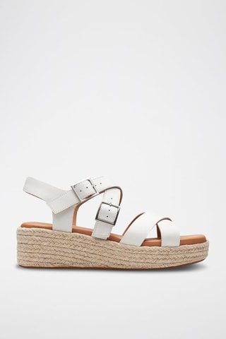 Sandales compensées en cuir Kimmei Buckle - Blanc