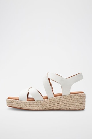 Sandales compensées en cuir Kimmei Buckle - Blanc
