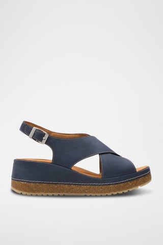 Sandales compensées en nubuck Kassanda - Bleu
