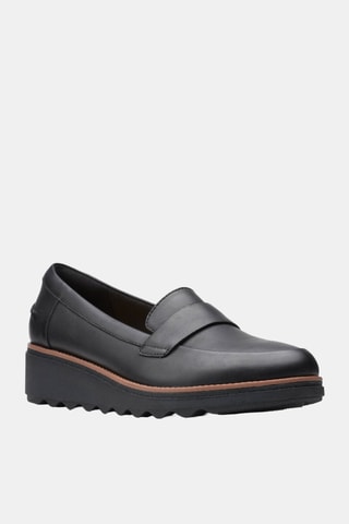 Mocassins à talons compensés en cuir Sharon Gracie - Noir