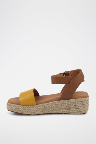 Sandales compensées en cuir Kimmei Ivy - Marron et moutarde