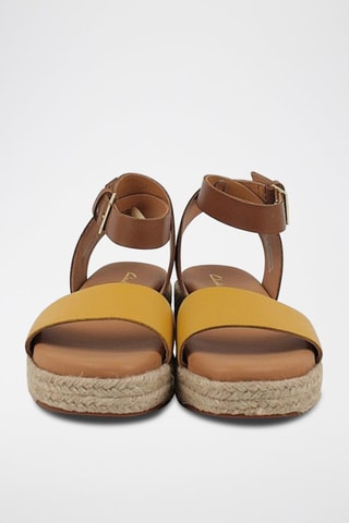 Sandales compensées en cuir Kimmei Ivy - Marron et moutarde