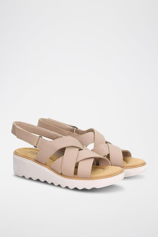 Sandales compensées en cuir Jillian - Beige