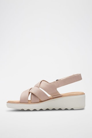 Sandales compensées en cuir Jillian - Beige