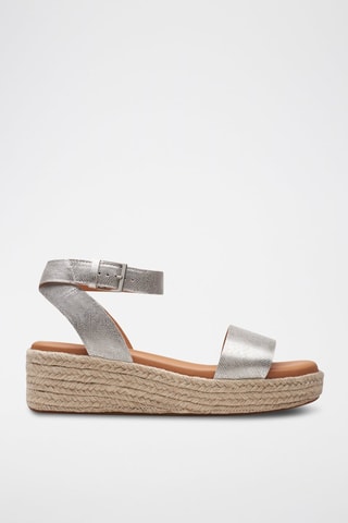 Sandales compensées en cuir Kimmei Ivy - Argenté