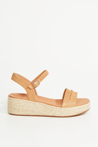 Sandales compensées en nubuck Kimmei Stitch - Orange