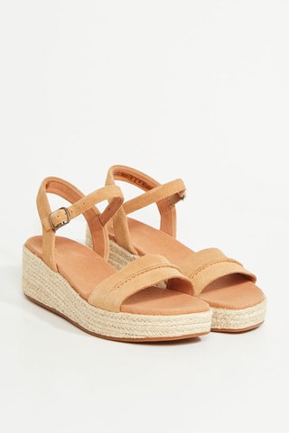 Sandales compensées en nubuck Kimmei Stitch - Orange