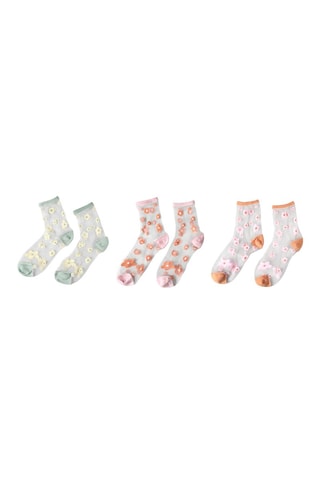 Coffret 3 pares de meias Flower Power - Cinzento e rosa - Cinzento e rosa