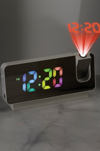 Wekker met spiegelprojector Rainbow- Zilverkleurig