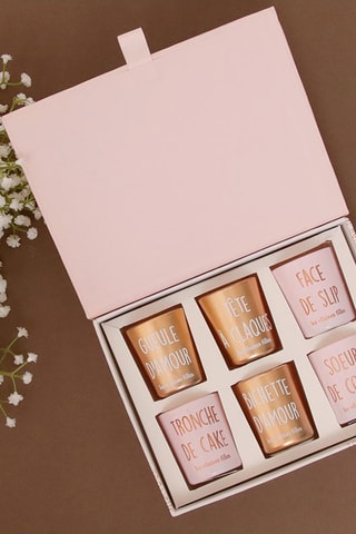 Set met 6 geurkaarsen Lieve Woorden Wit en Goudkleurig