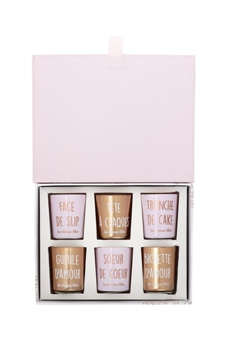 Set met 6 geurkaarsen Lieve Woorden Wit en Goudkleurig