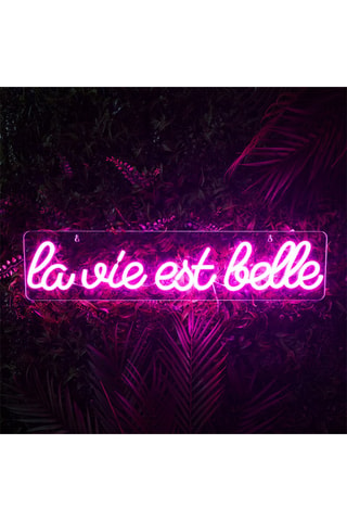 Lamp met neon effect La Vie est Belle- Paars