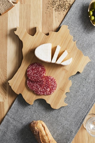 Tagliere da formaggio in bambù con cartina della Francia  - 31,5 x 30 x 1,8 cm