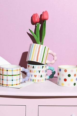 Tazza in porcellana New Bone China Happy Day - 30 cl - Modello casuale